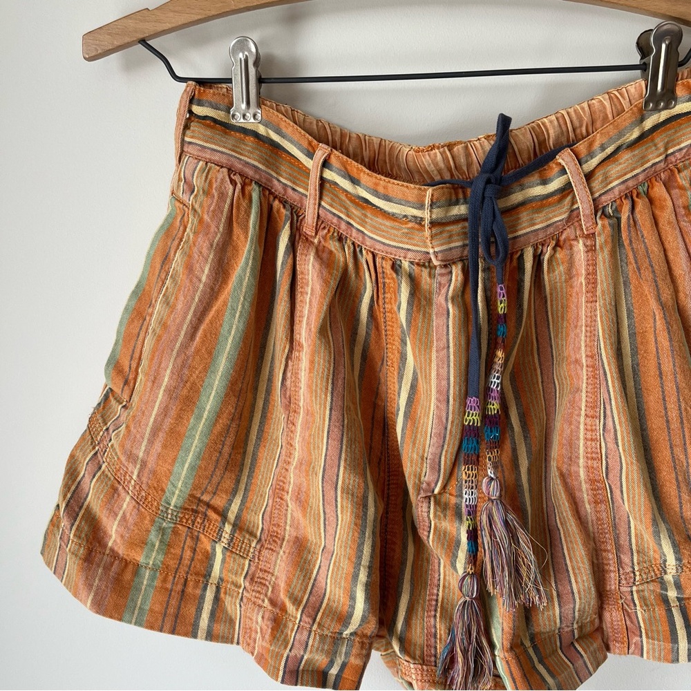 Free people kahuna harem shorts Orange striped pockets drawstring XS - Picture 2 of 5